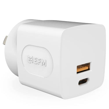 EFM 30W Dual Port Wall Charger with Power Delivery and PPS Technologies - White